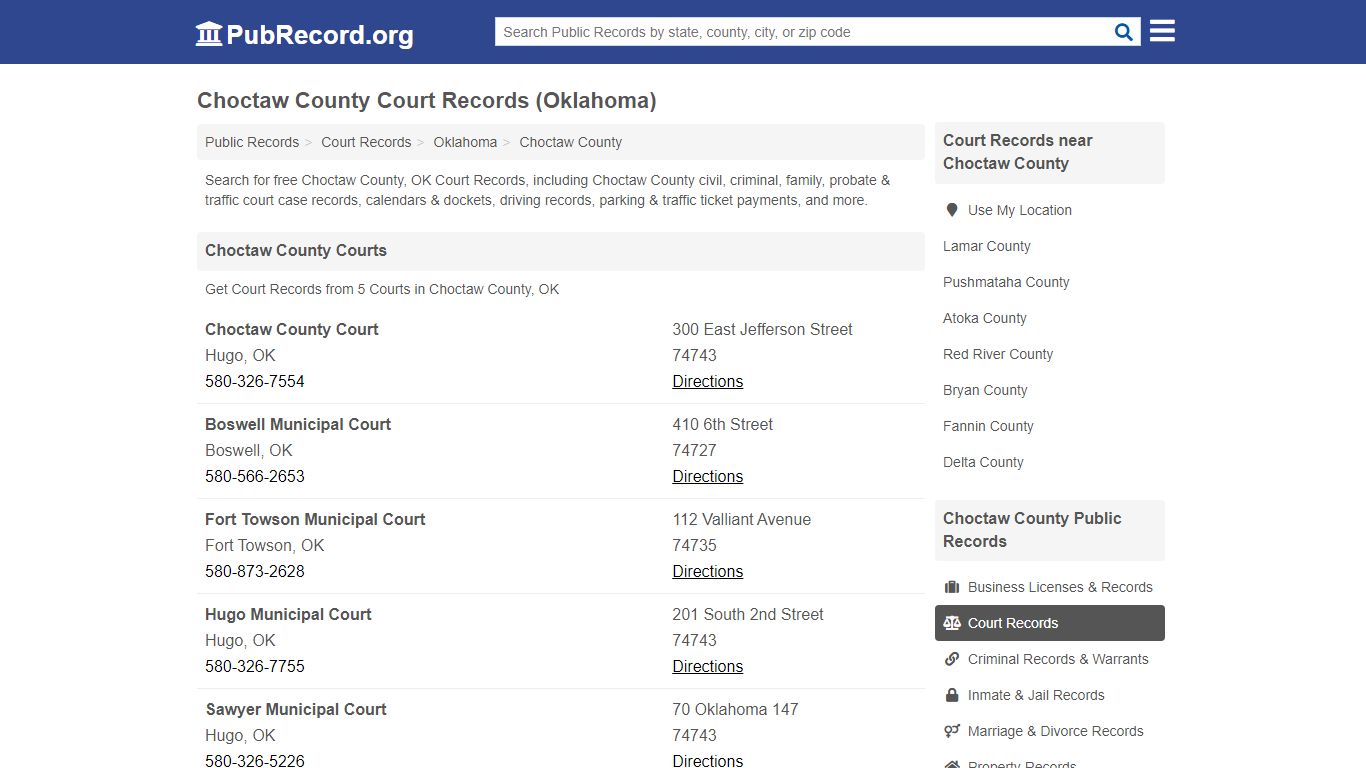 Free Choctaw County Court Records (Oklahoma Court Records) - PubRecord.org