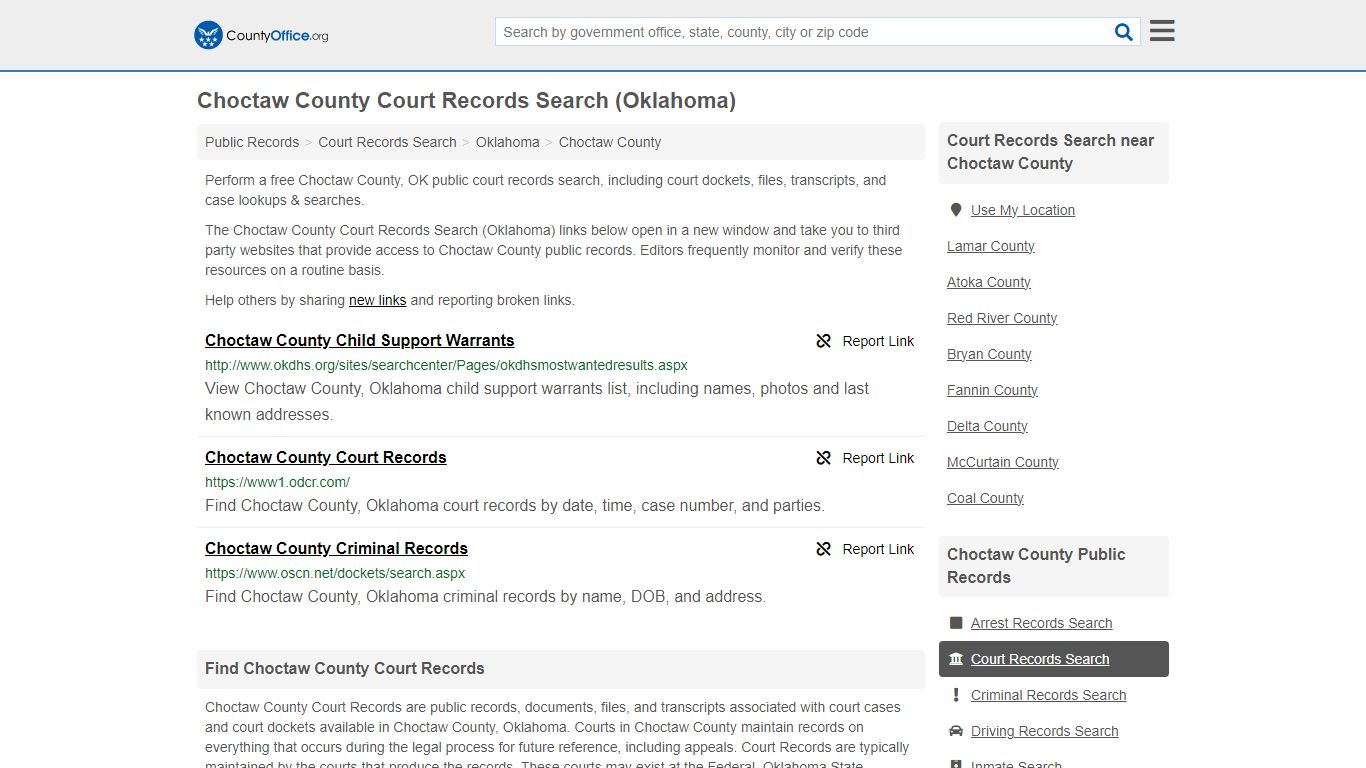 Choctaw County Court Records Search (Oklahoma) - County Office